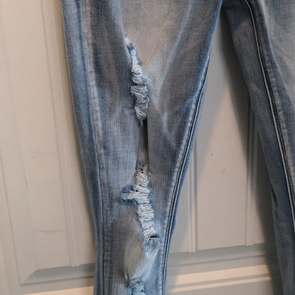 Distress raw hem hi rise jeans - Picture 4 of 6